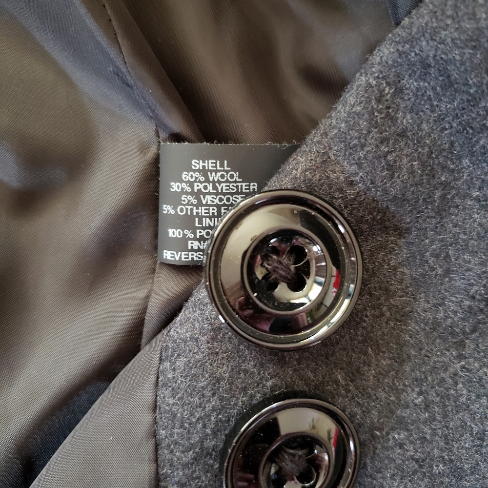 Anne Klein Wool Pea Coat Jacket Medium Gray - Picture 4 of 6